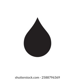 Abstract drop icons and falling droplets silhouettes set on white background