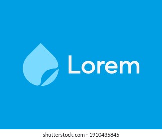 Abstract drop with paper folded corner logo design template. Universal creative water, clean, moisture flat vector icon sign symbol logotype.