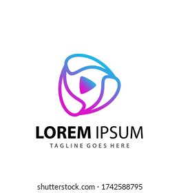 Abstract Drop Play Media Logo Design Template Premium Vector
