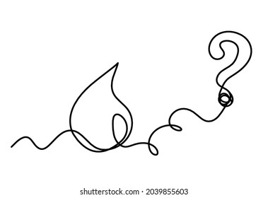 Abstract drop with question mark as line drawing on white background. Vector