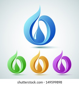 Abstract drop set, Flame. Gas.Water. Vector illustration