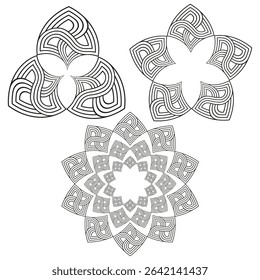 Abstract drop shapes. Decorative vector pattern. Symmetric petal icons. Artistic design forms.