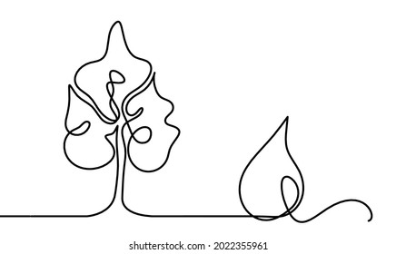 Resumen de la caída con el árbol como dibujo de línea sobre fondo blanco. Vector