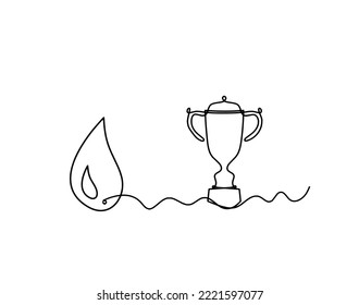 Abstract drop with trophy as line drawing on white background. Vector