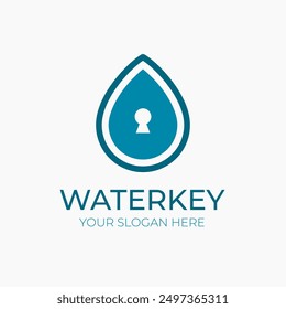 Abstract Drop Water Lock Logo Design Template Vector