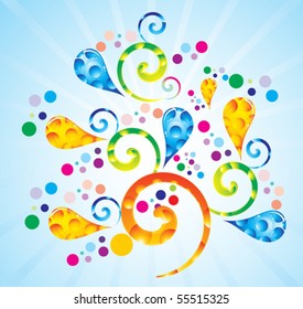 abstract drops in colorful theme in blue background vector