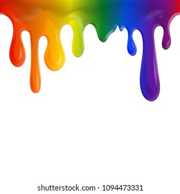 Abstract drops of paint in the color of a rainbow or community lgbt on a white background