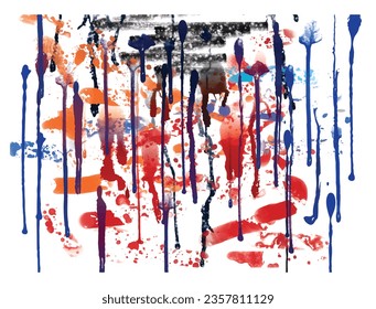 Abstract drops and spots of red and blue on a white background. Vector image.