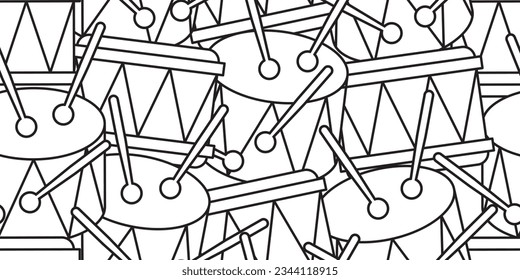 abstract drums and drum sticks seamless pattern