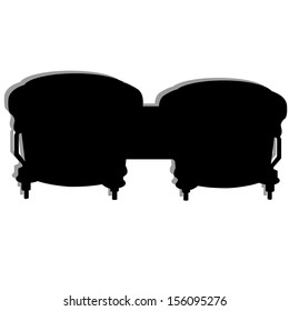 abstract drums silhouette with shadow effect on white background