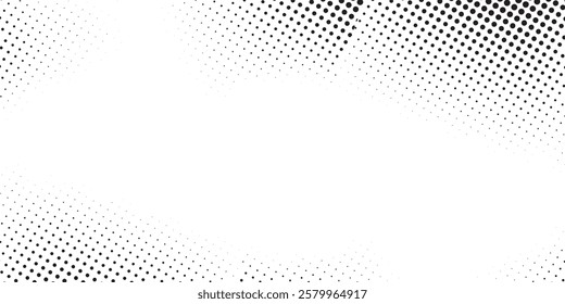 Abstract drunge halftone gradient background. Faded grit noise texture. White and black sand wallpaper. Retro pixelated backdrop modern simple design