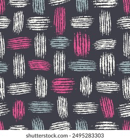 Abstract dry brush stroke paint ink crayon marker pencil art scattered seamless pattern background wallpaper textile modern unique expression collection