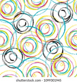 Abstract dry brush stroke textured colorful swirls seamless pattern design