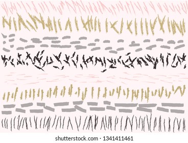 Abstract, dry brush strokes wallpaper background with lines. Minimalistic artistic backdrop.