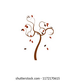Abstract Dry Falling Autumn Tree Vector Art Illustration Design