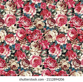 abstract dual tones roses flower with dual tones leaves illustration full all over vector design digital image for paper and clothes print motif