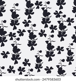 Abstrakte zweifarbige Skizze mit massiver schwarzer und weißer Blüte mit Blättern, überall auf der Vektorgrafik Design mit solidem Hintergrund Illustration digitales Bild für Textil