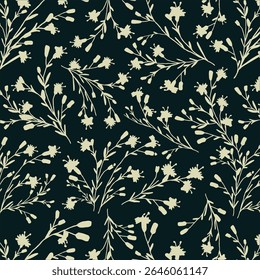 abstract dual-color sketch solid flower with leaves, all over vector design with solid background illustration digital image for textile printing factory
