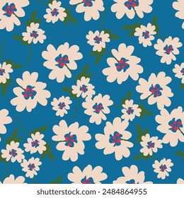 abstract dual-color solid simple flower arrangement with white and green color, all over vector design on solid background illustration digital image for textile and paper printing factory