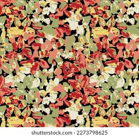 abstract dual-tone hibiscus flower pattern arrangement with medium color, all over vector design with solid background illustration digital image for textile and paper printing factory