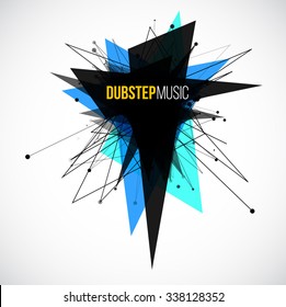 Abstract Dubstep Explosion Banner. Lines and Dots Connection Concept. Triangle banner. Vector illustration.