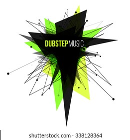 Abstract Dubstep Explosion Banner. Lines and Dots Connection Concept. Triangle banner. Vector illustration.