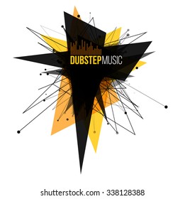 Abstract Dubstep Explosion Banner. Lines and Dots Connection Concept. Triangle banner. Vector illustration.