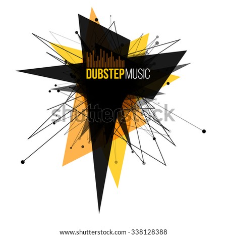 Abstract Dubstep Explosion Banner. Lines and Dots Connection Concept. Triangle banner. Vector illustration.