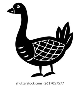 Abstract duck illustration with textured wings isolated on white


