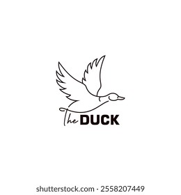 Abstract duck logo design. Combination unique design of duck and T letter. Duck farming outline design. Flying duck. Swan symbol. Illustration animal logo. The bird fly. Hunting. Outdoor sport. Shoot