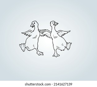 Pato abstracto con técnicas de sombreado para la ilustración
