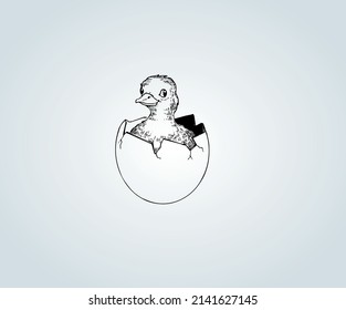 Pato abstracto con técnicas de sombreado para la ilustración