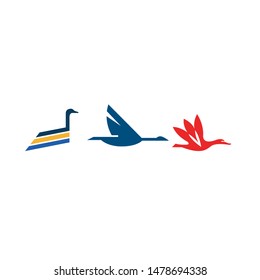 Abstract duck symbol for custom logo design.
