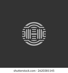 Abstract dumbbell logo design with sleek, modern lines.