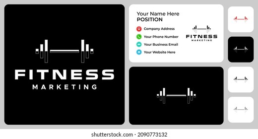 Abstract dumbbells and marketing graph
logo design with business card template.