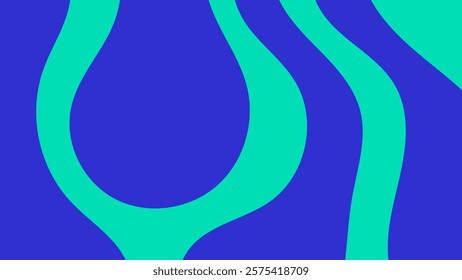 Abstract Duotone Background with wavy shapes. Minimal geometric 1920x1080 ratio backdrop with liquid bent bending flowing fluid texture. Water surface. Vector illustration