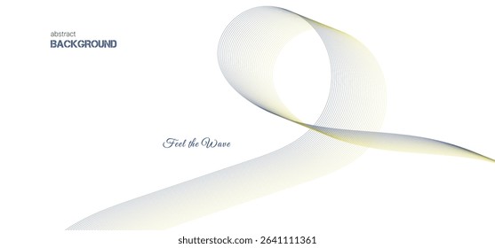Abstract dusk to dawn gradient ribbon wave on white background. Minimalist background and design element for pattern, poster and banner