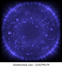 Abstract dust of cosmic background. Virtual reality pixels technology. Futuristic Sci-Fi interface. Digital computer universe of pixels. Placeholder, landing page and empty space