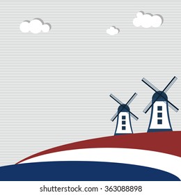 Abstract Dutch Windmill With Dutch Flag