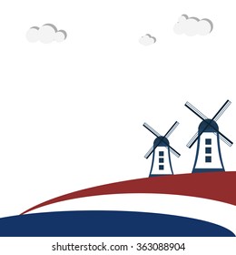 Abstract Dutch Windmill With Dutch Flag