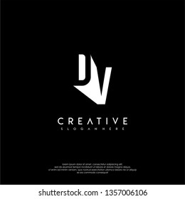 abstract DV logo letter in shadow shape design concept