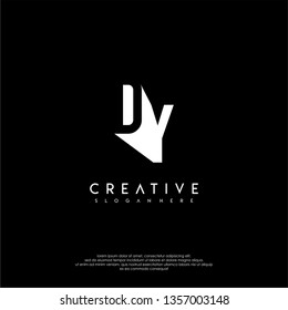 abstract DY logo letter in shadow shape design concept
