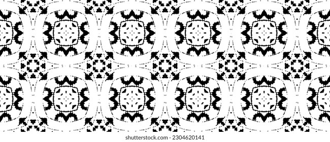 Abstract Dyed Print. Simple Ethnic Ikat Batik. Native Dark Scribble Vector. Seamless Native Ink Pattern. Black Colour Ink Doodle Pattern. Black Color Bohemian Pattern. Seamless Dark Doodle Design