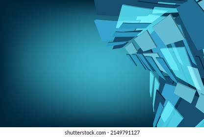 Abstrakter, dynamischer, 3D-blauer, quadratischer Hintergrund mit fraktalen Bewegungsformen. Speed Motion Design Technology.