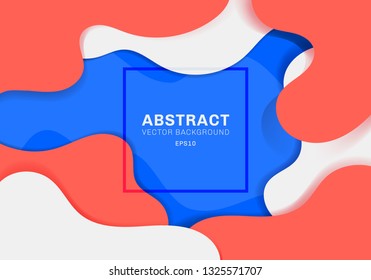 Abstract dynamic 3D fluid shapes modern concept vibrant color background. blue, white and red elements with liquid. You can use for brochure, poster, web, landing page, cover, ad, greeting