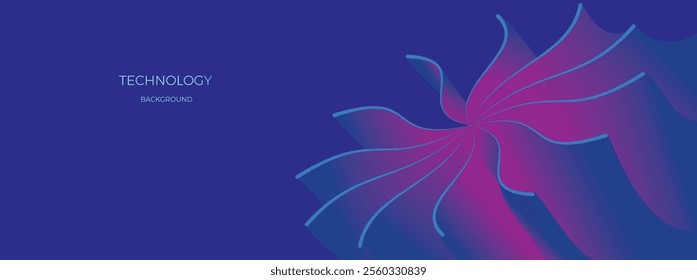 
Abstract dynamic background with blue and purple gradient wavy lines. Futuristic flower petal concept