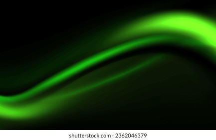 Abstract dynamic background with blurred bright green gradient curves. Template of neon fluid digital wallpaper for desktop, website page, advertising, brochure, flyer. Wavy futuristic backdrop cover