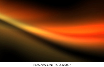 Abstract dynamic background with blurred bright fire gradient curves. Template of neon fluid wallpaper for desktop, website page, ad, brochure, flyer. Black and orange futuristic backdrop cover