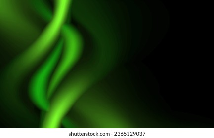 Abstract dynamic background with blurred bright green gradient curves. Template of neon fluid digital wallpaper for desktop, website page, advertising, brochure, flyer. Wavy futuristic backdrop cover