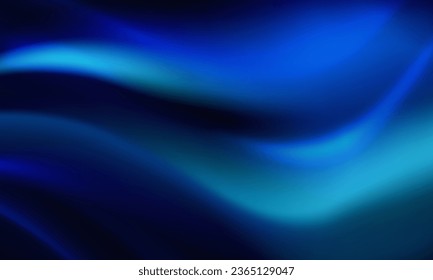 Abstract dynamic background with blurred bright blue gradient curves. Template of fluid digital wallpaper for desktop, website page, advertising, brochure, flyer. Wavy futuristic neon backdrop cover